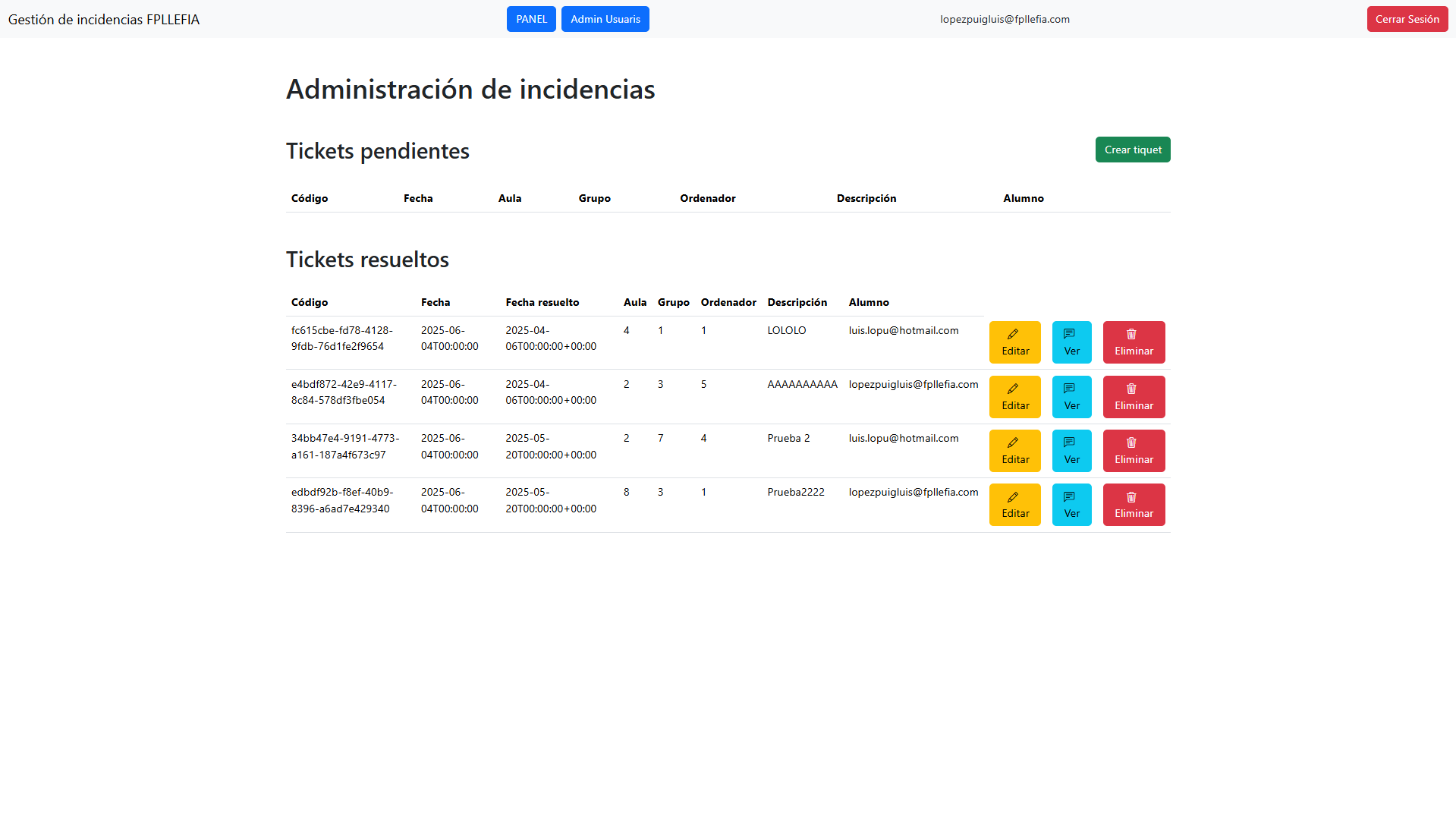 Registro de Incidencias